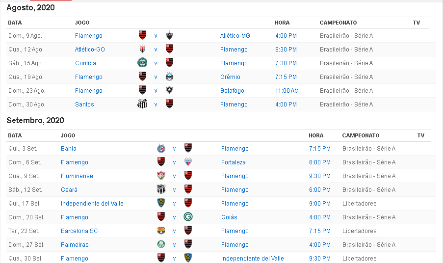 Quando é o próximo jogo do Flamengo?